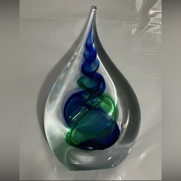 Adam Jablonski Other - Adam Jablonski Vintage Teardrop Polish Art Glass Blue Green Hand Blown Signed